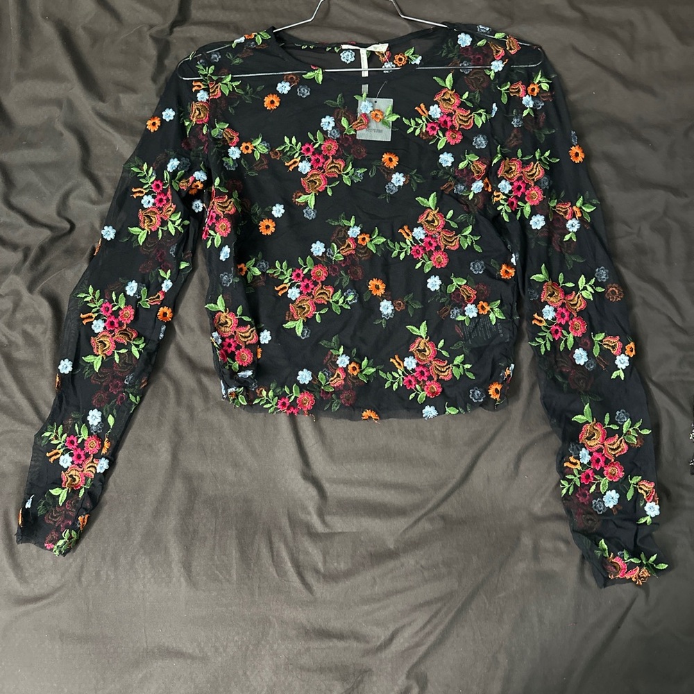 Urban Outfitters Black Embellished Crop Blouse